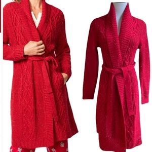 Talbots Donegal Cable Knit Robe XS